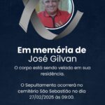 É com profundo pesar que informamos o falecimento do senhor José Gilvan. José Gilvan era pai do amigo Marcos Daian, perito do Instituto tecnico e cientifico de pericia- ITEP em Mossoró-RN. Nosso pesar pela perca irreparavel.